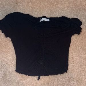 COPY - altrd state black sinch tie middle crop top